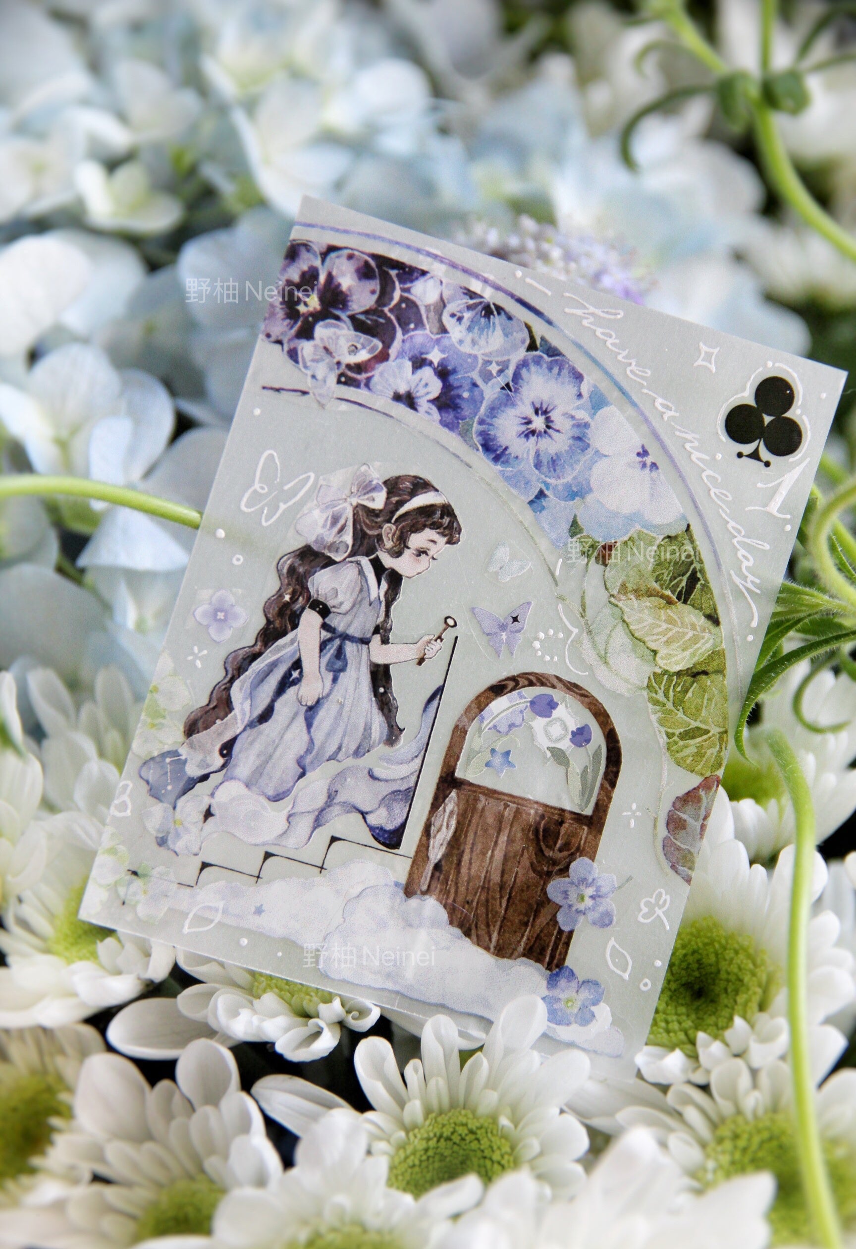 Neinei Illustration Masking Tape: Reading Blue in the Study