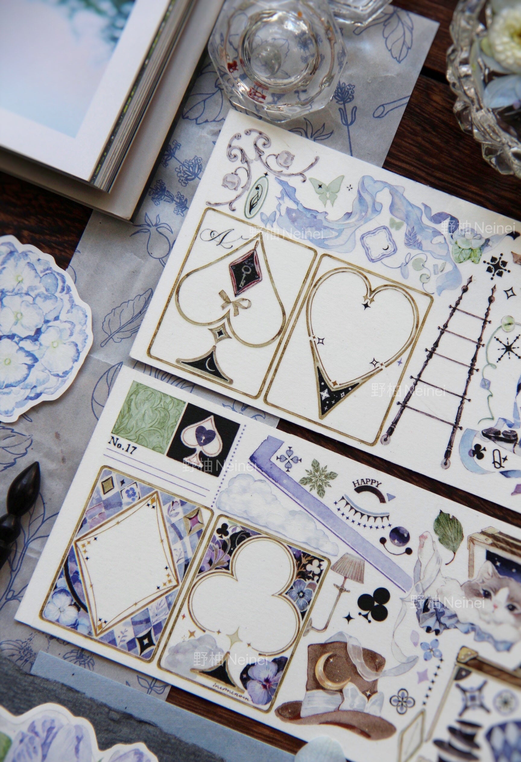 Neinei Illustration Masking Tape: Reading Blue in the Study