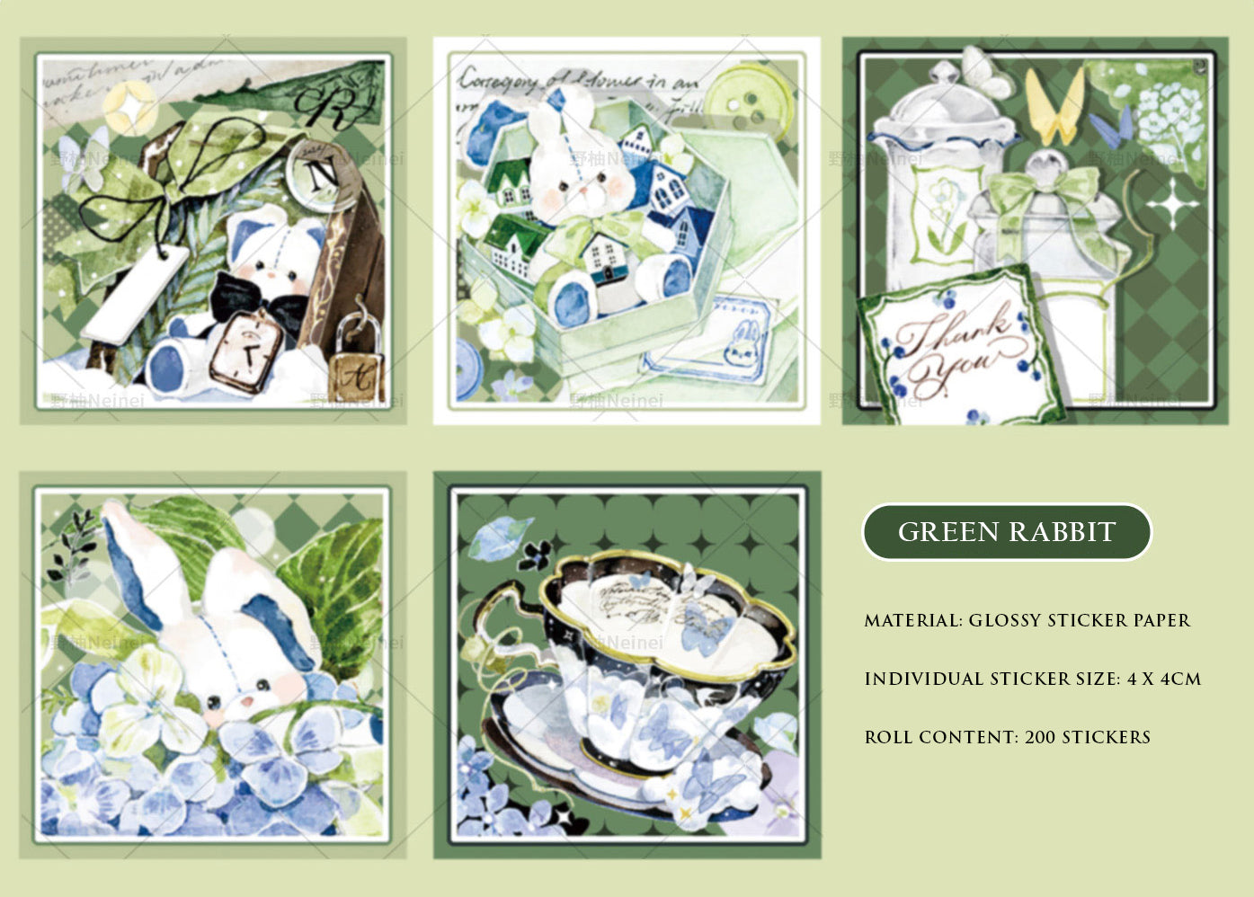 Neinei Illustration Sticker Rolls: Fruits and Flowers Series