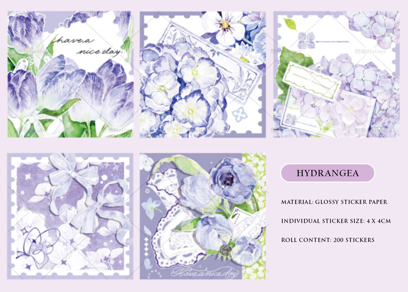 Neinei Illustration Sticker Rolls: Fruits and Flowers Series