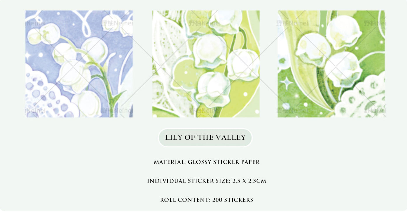 Neinei Illustration Sticker Rolls: Fruits and Flowers Series