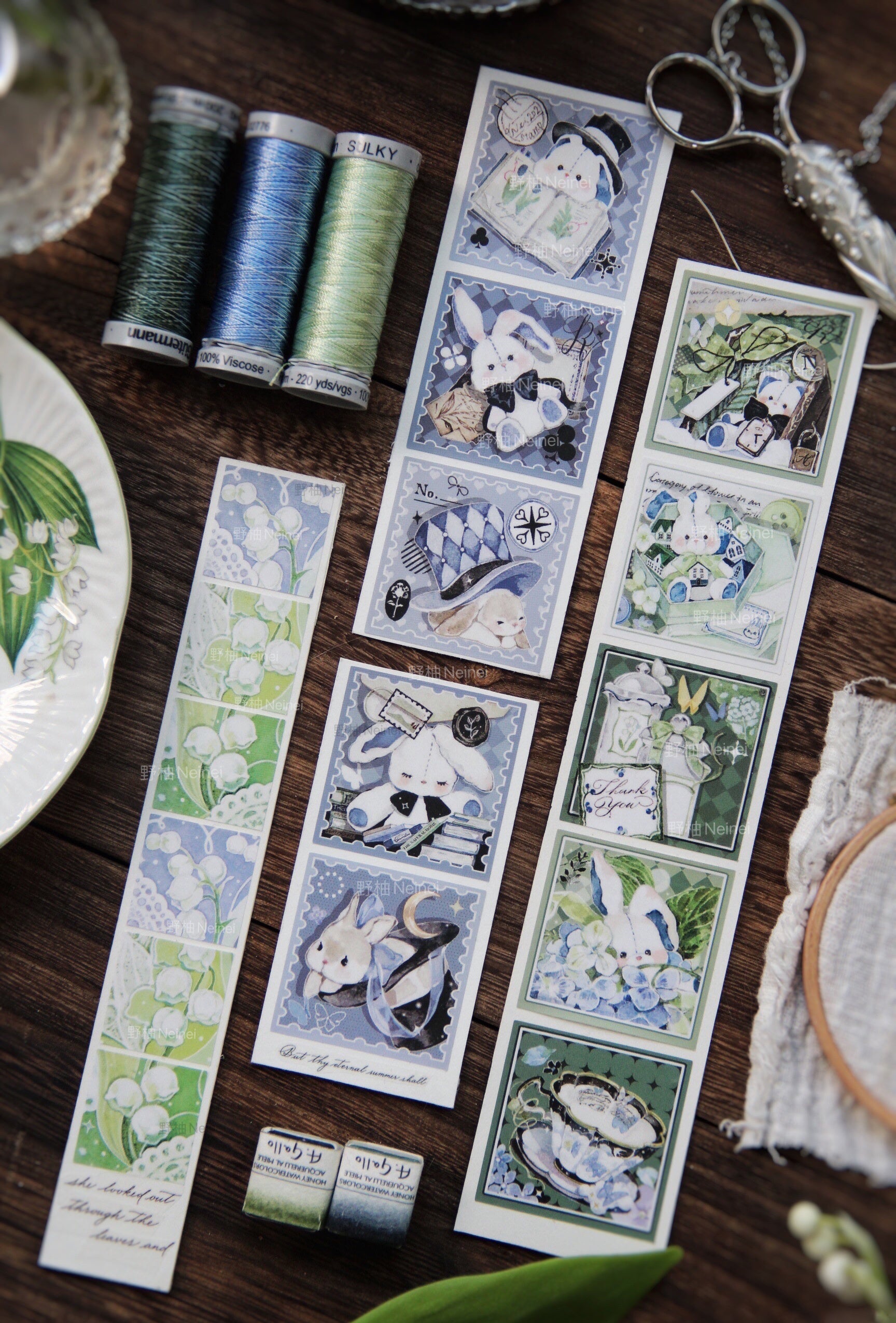Neinei Illustration Sticker Rolls: Fruits and Flowers Series