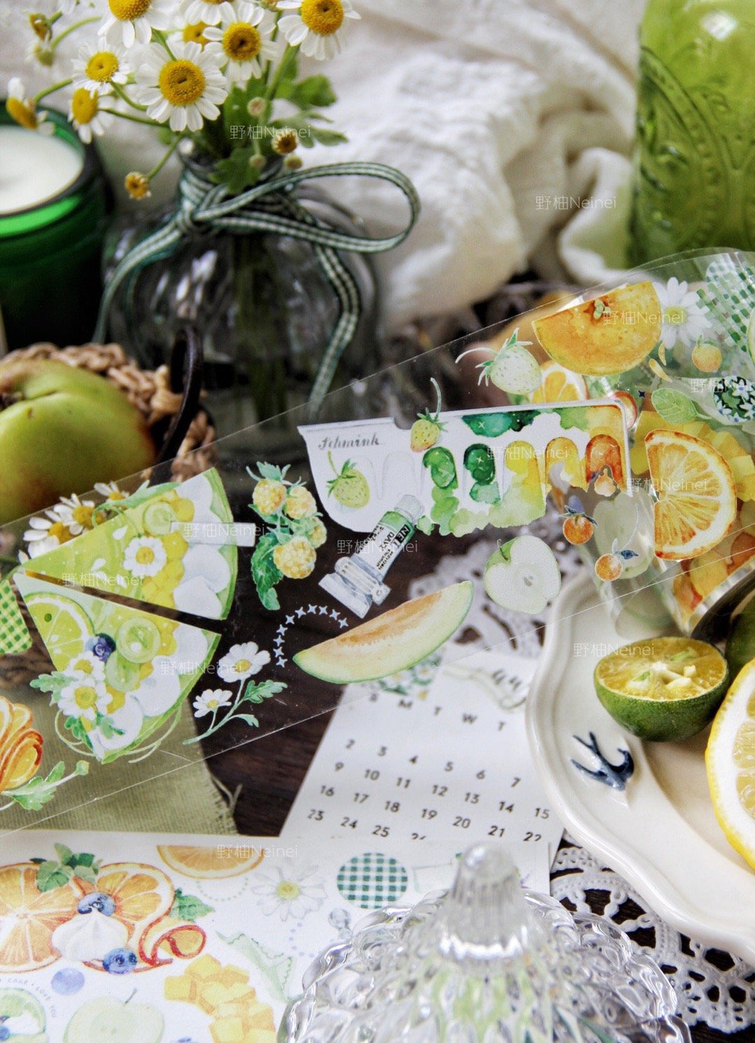 Neinei Illustration Masking Tape: Orange, Grapes, and Mango