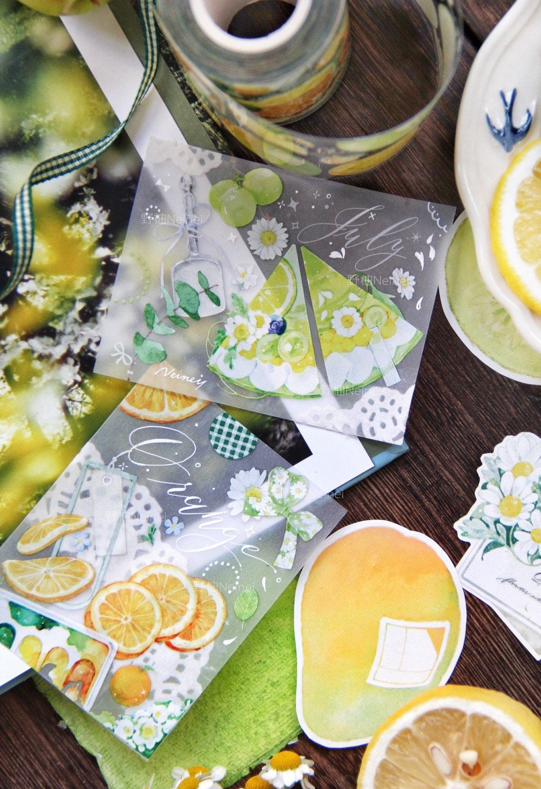 Neinei Illustration Masking Tape: Orange, Grapes, and Mango