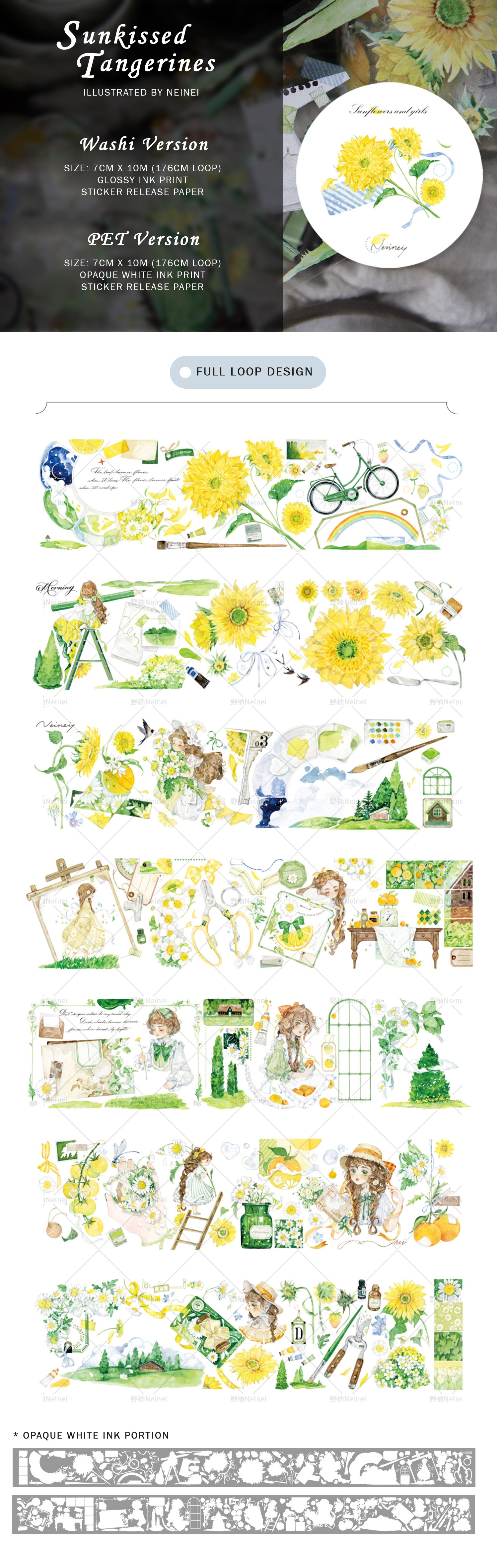 Neinei Illustration Masking Tape: Sunkissed Tangerines