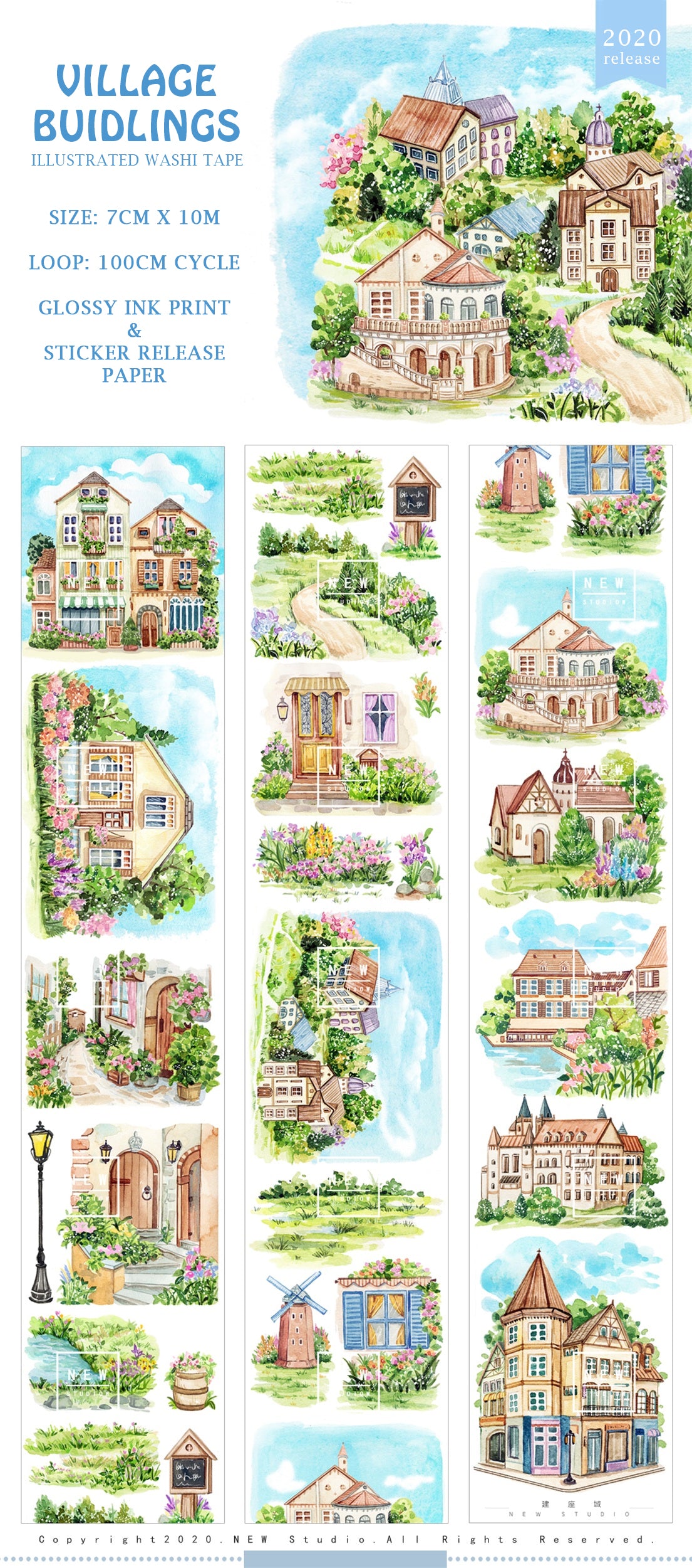 New Studio Washi Tape: Village Buildings