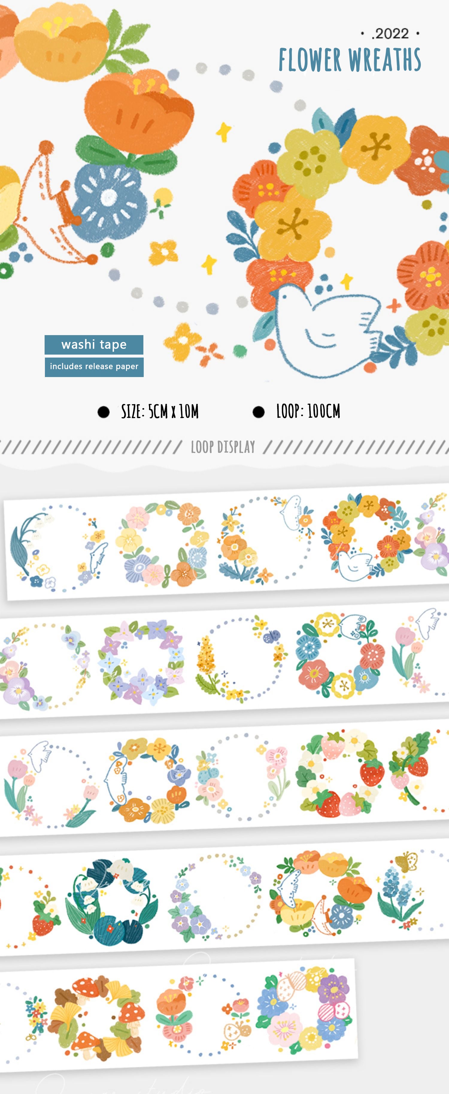 Orange Studio Masking Tape: Flower Wreaths