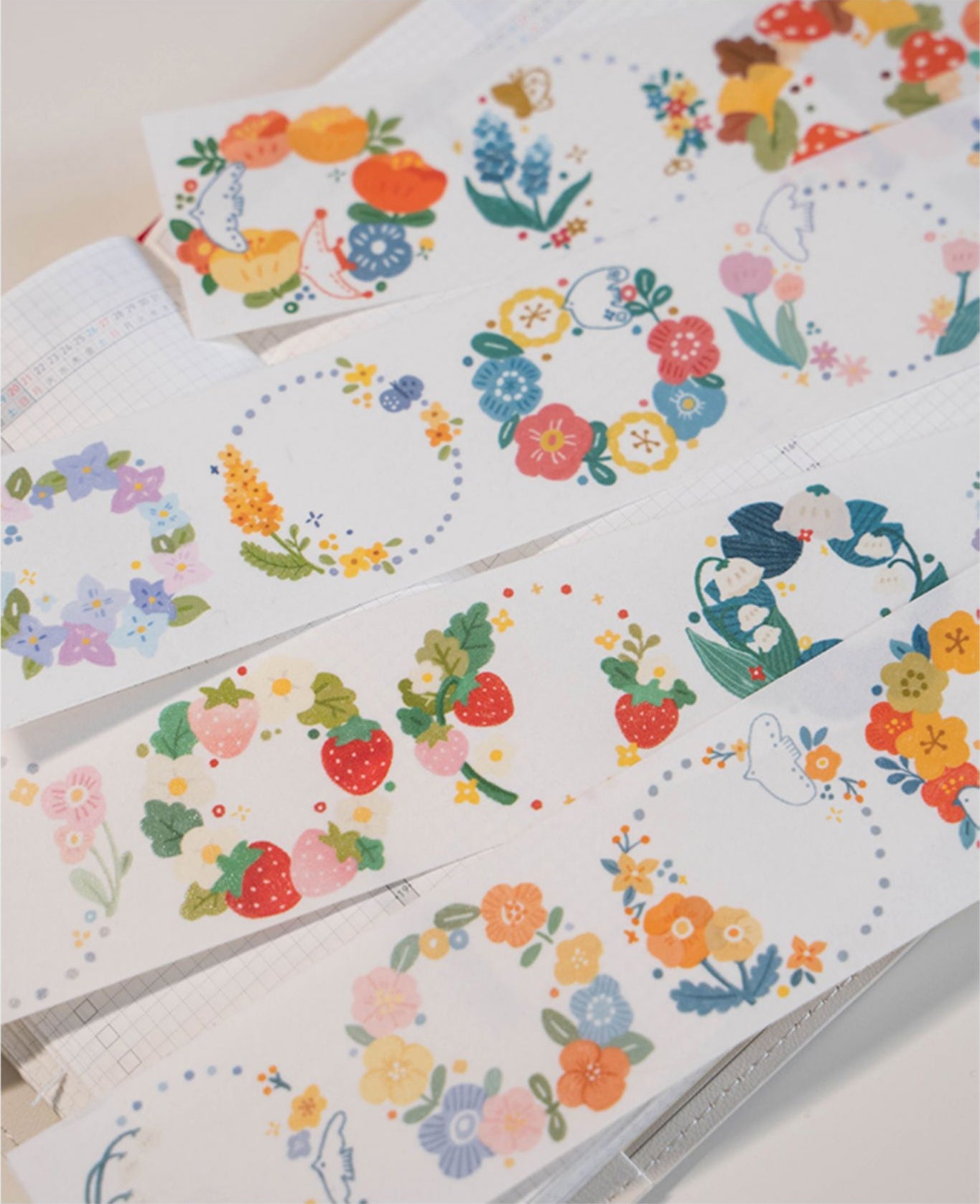 Orange Studio Masking Tape: Flower Wreaths