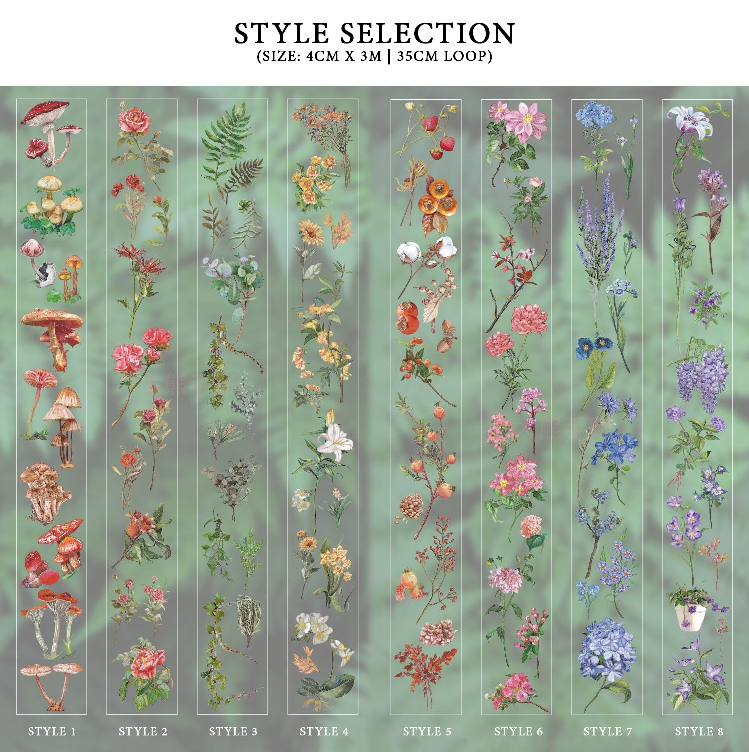 Floral and Botanical Clear Tape