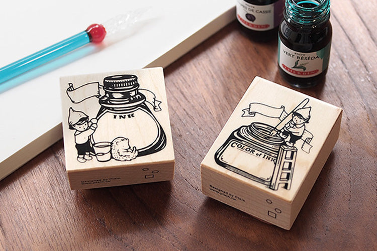 Plain: Ink Bottle Elf Rubber Stamp