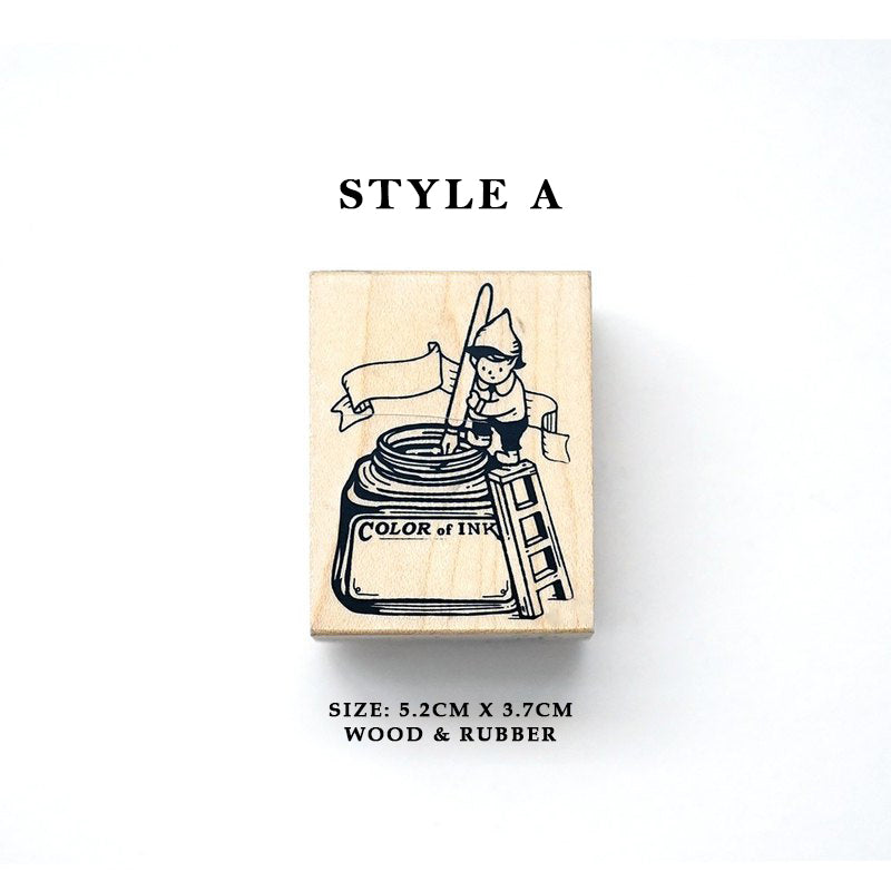 Plain: Ink Bottle Elf Rubber Stamp