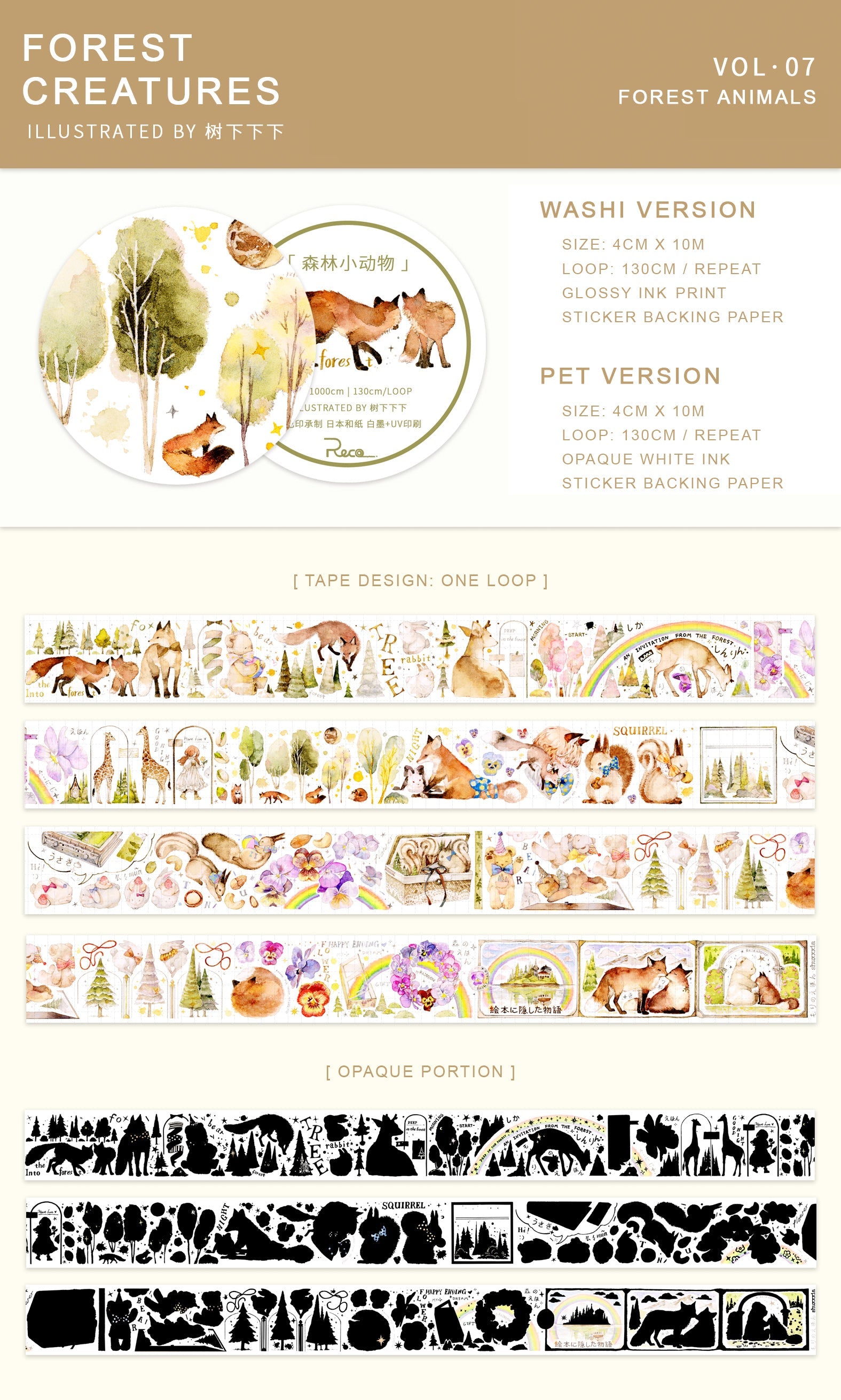 Reco Studio Masking Tape: Forest Creatures