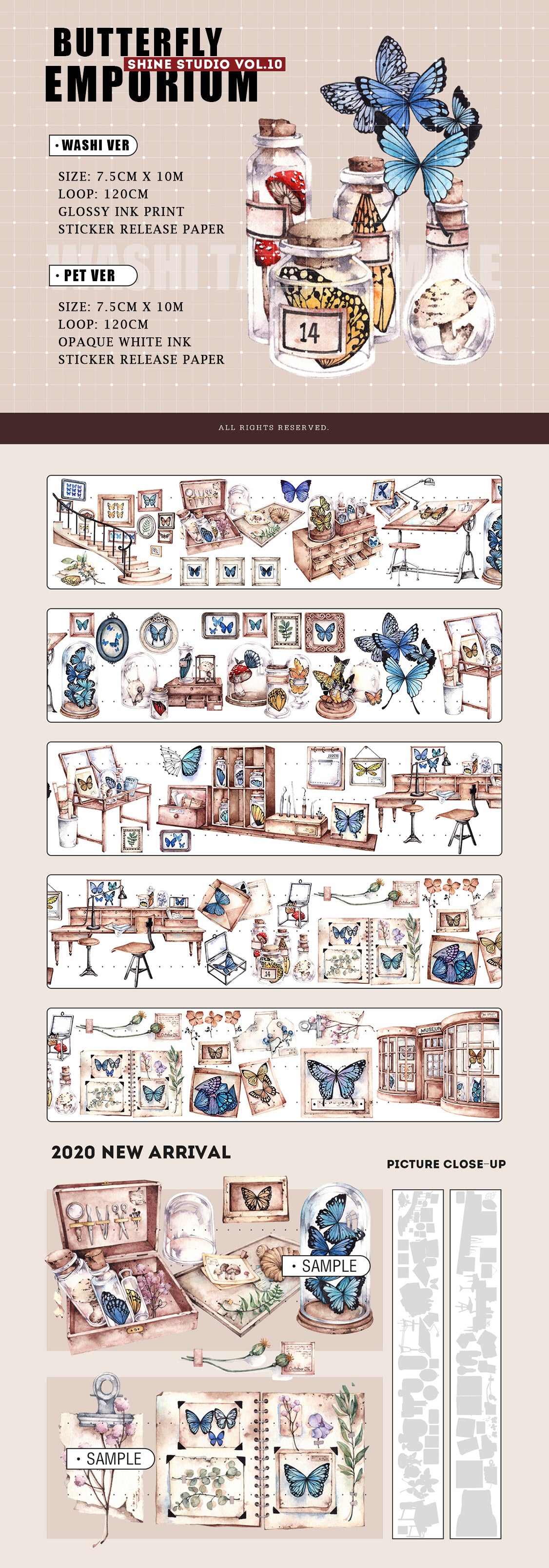 Shine Studio Masking Tape: Butterfly Emporium