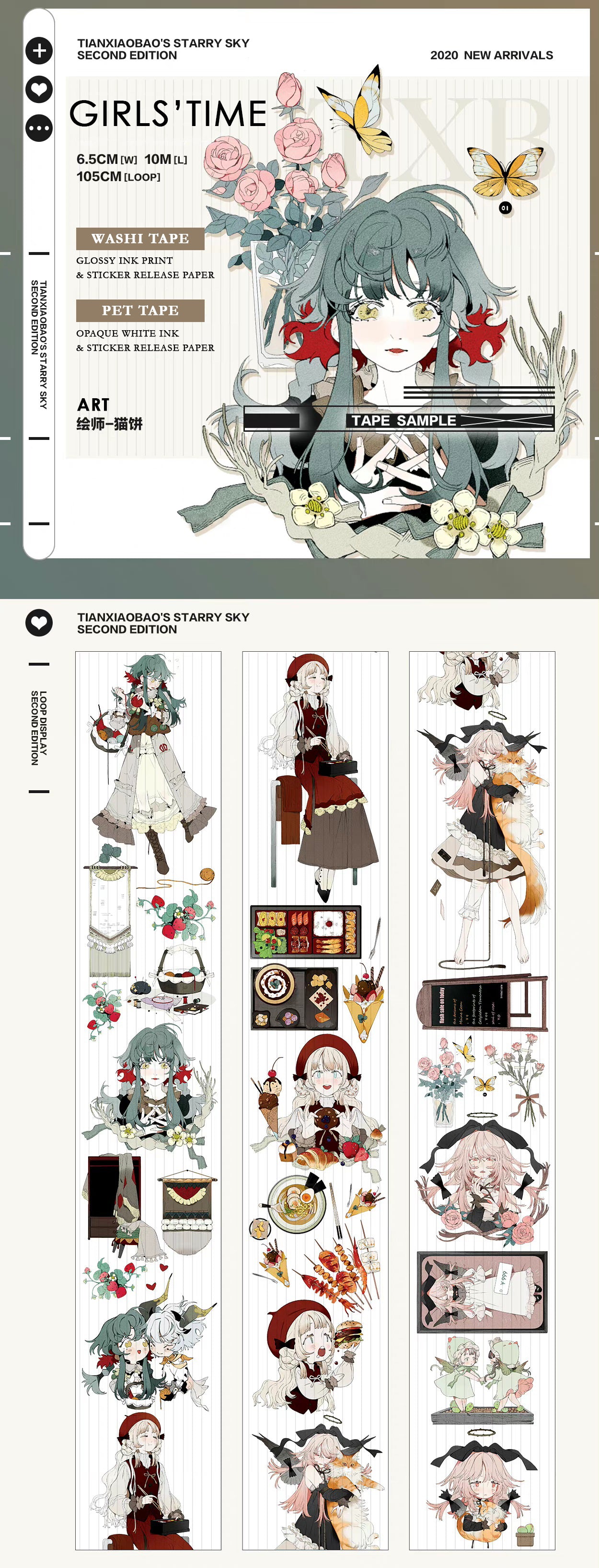 Tianxiaobao's Starry Sky: Girls' Time Masking Tape