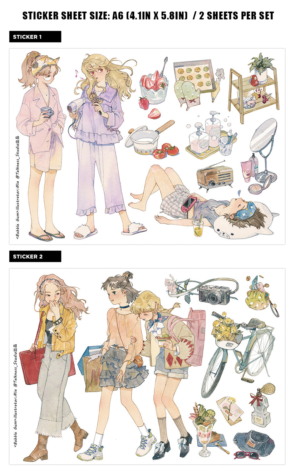Talkness Studio Sticker Sheet: Bubble Gum