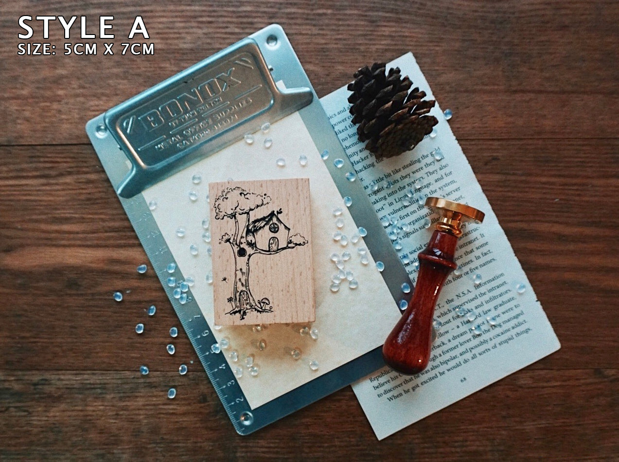 Whimsical Treehouse Rubber Stamps