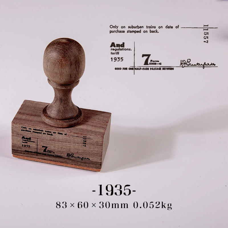 Vintage Tickets Wood Handle Stamps