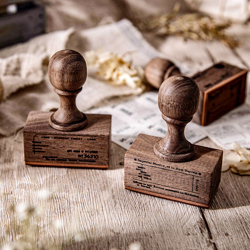 Vintage Tickets Wood Handle Stamps