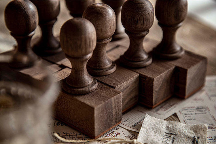 Vintage Tickets Wood Handle Stamps