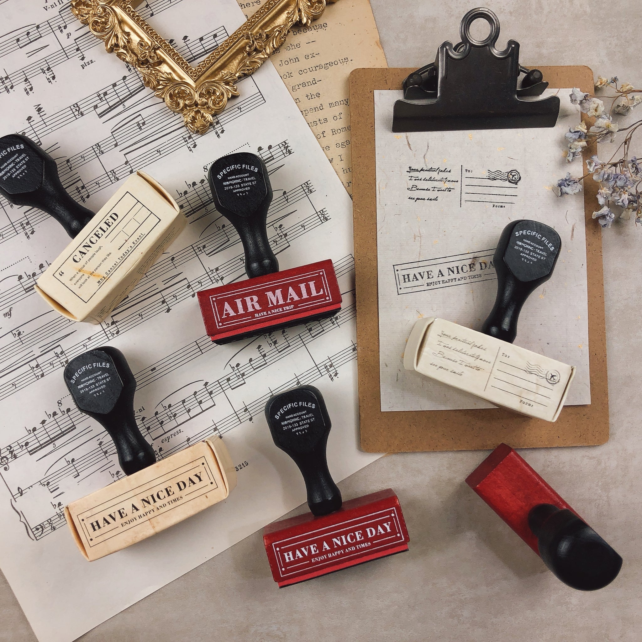 Old School Postage Wooden Handle Stamp