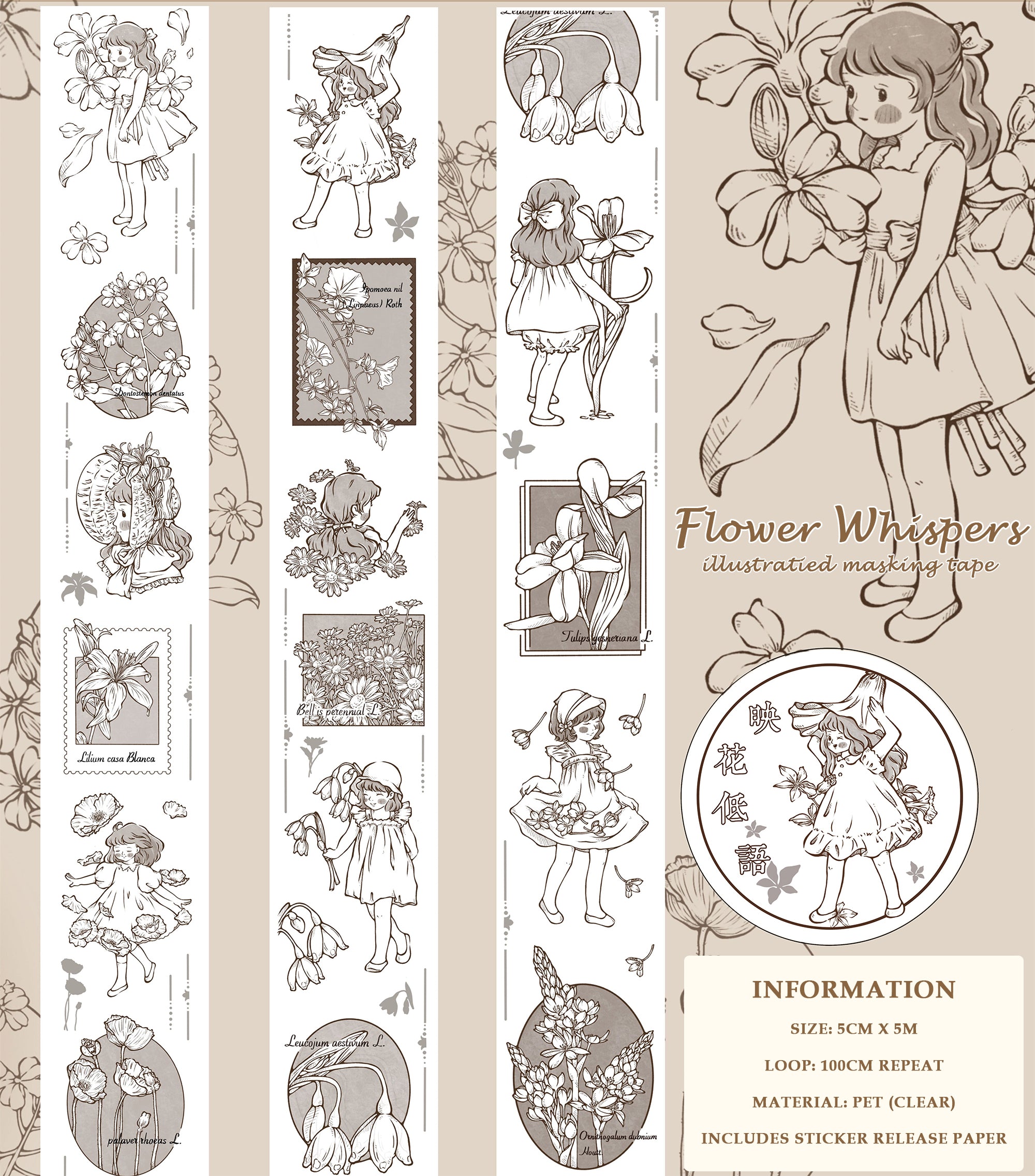 Xiaobai's House Masking Tape: Flower Whispers