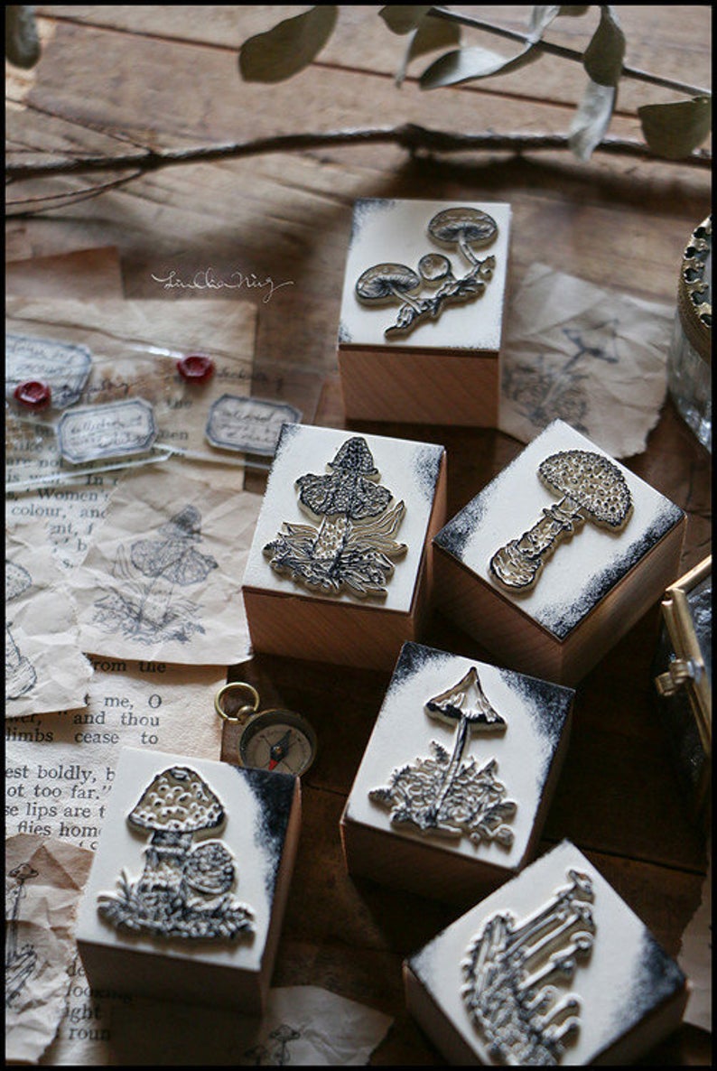 LCN Design Studio: Mushrooms Wooden Stamps Set
