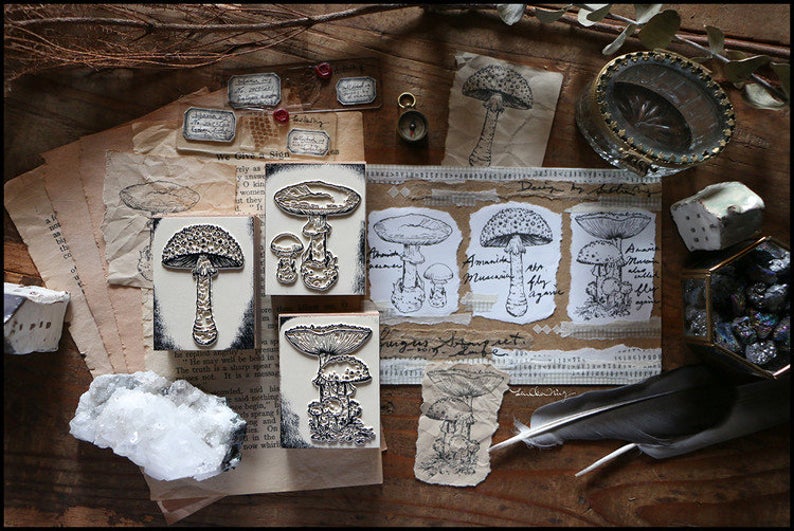 LCN Design Studio: Mushrooms Wooden Stamps Set