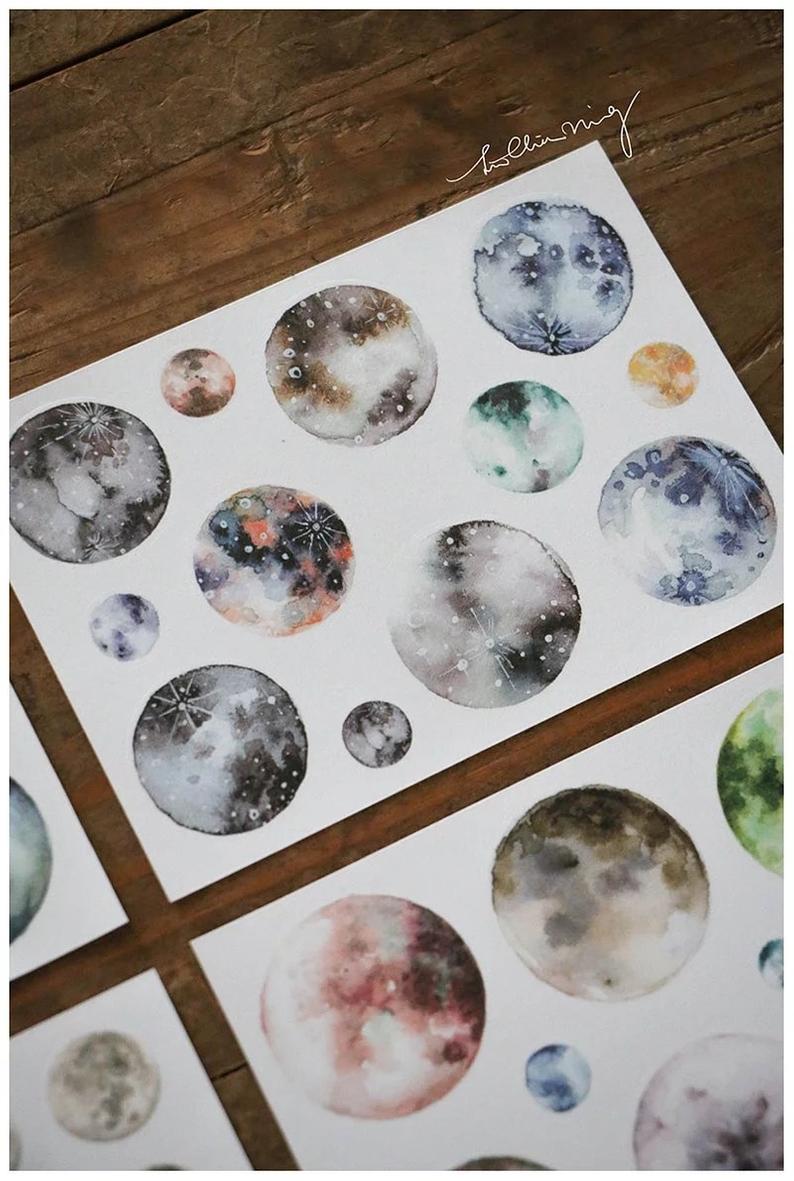 LCN Design Studio: Watercolor Planets Sticker Sheets