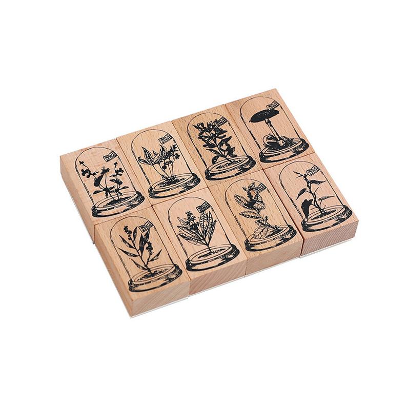 Plants Glass Dome Wooden Stamp