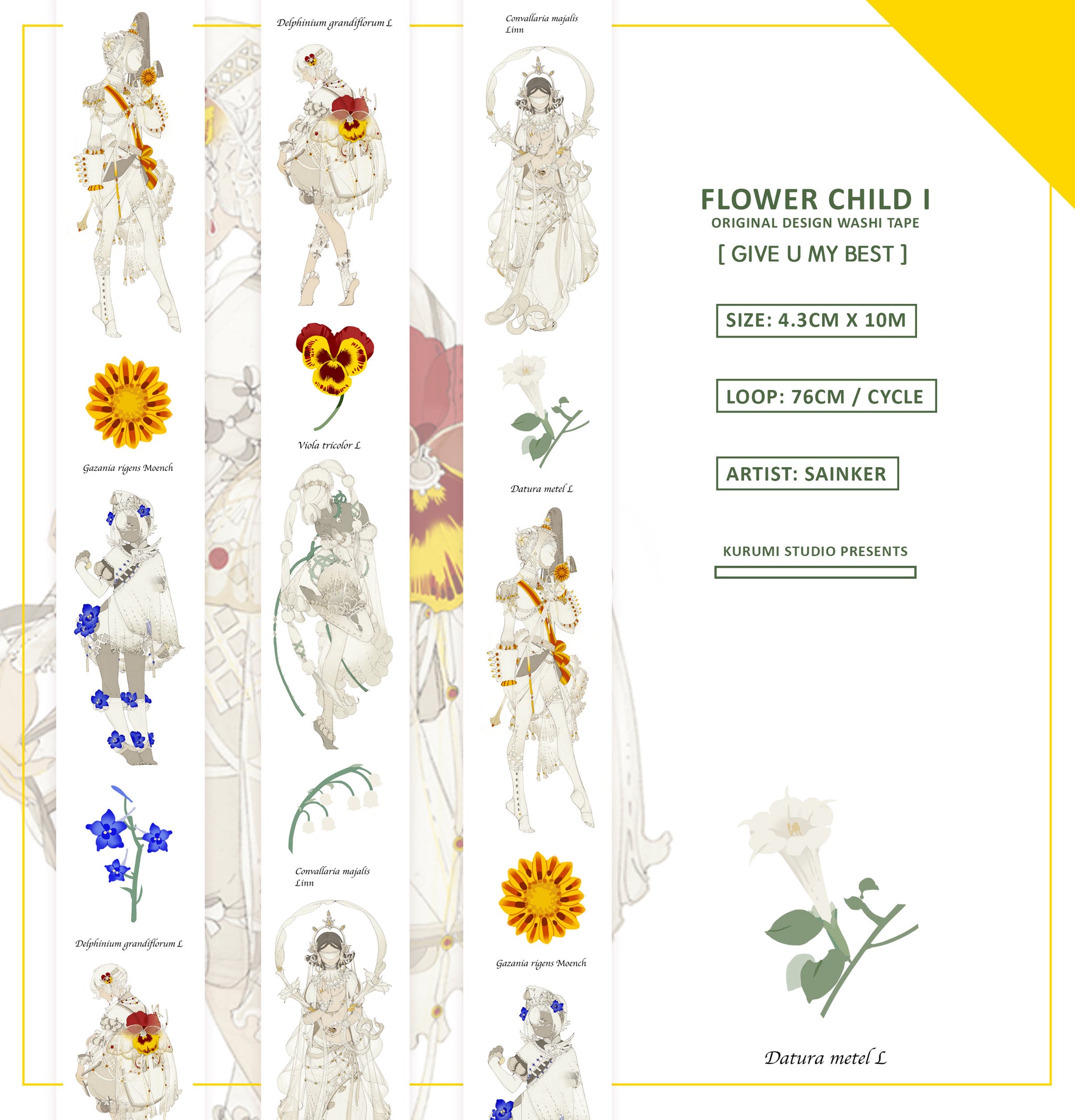 Kurumi Stationery: Flower Child Washi Tape
