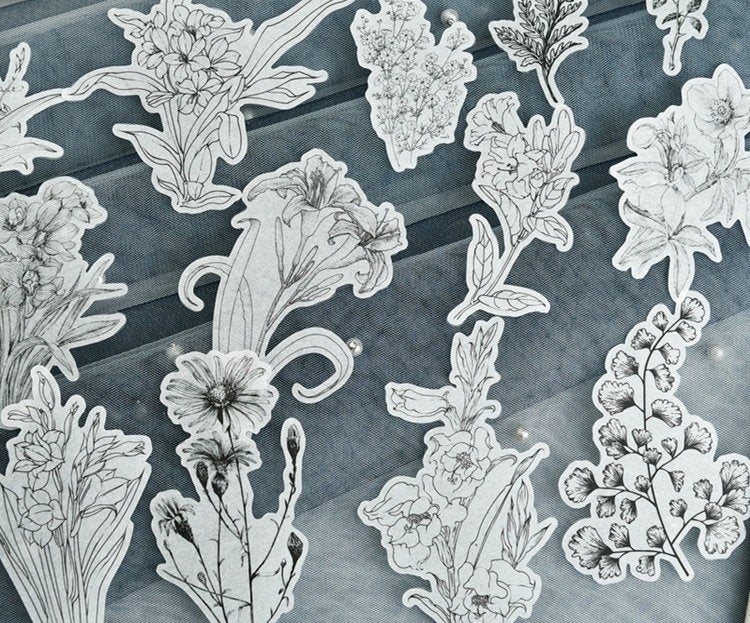 Translucent Flower Etchings Stickers Pack