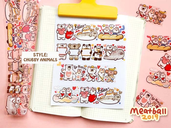 Meatball Washi Tape: Chubby Animals