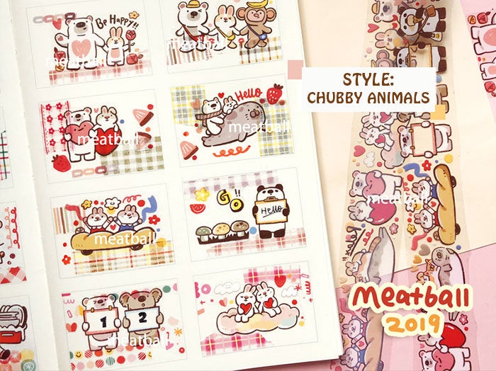Meatball Washi Tape: Chubby Animals