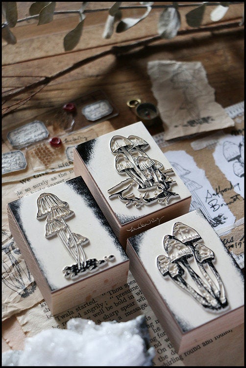 LCN Design Studio: Mushrooms Wooden Stamps Set