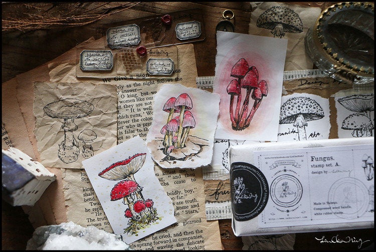 LCN Design Studio: Mushrooms Wooden Stamps Set