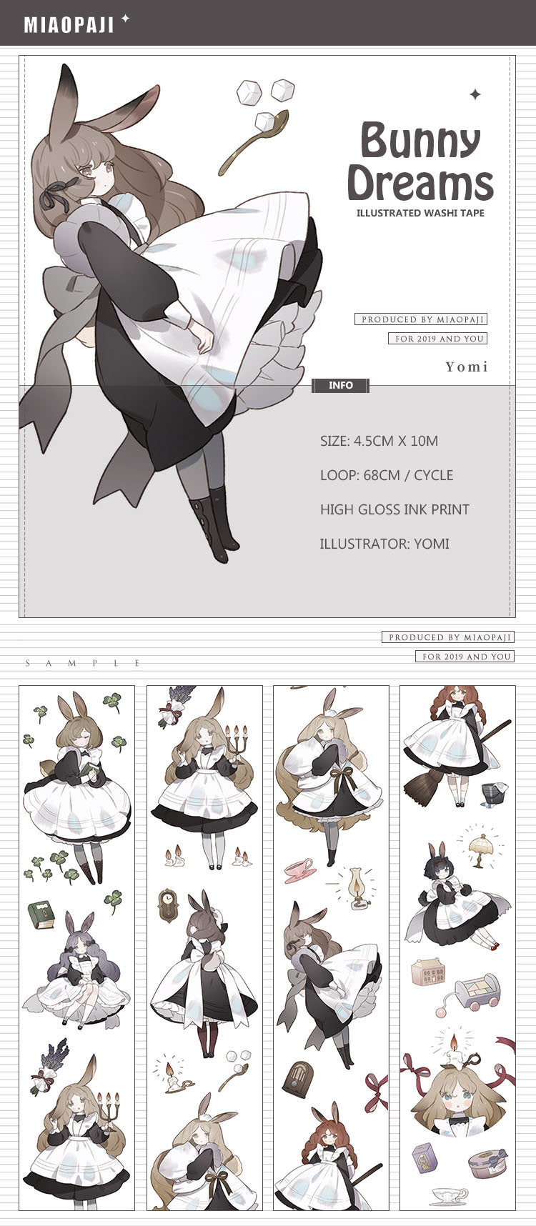 Miaopaji Masking Tape: Bunny Dreams