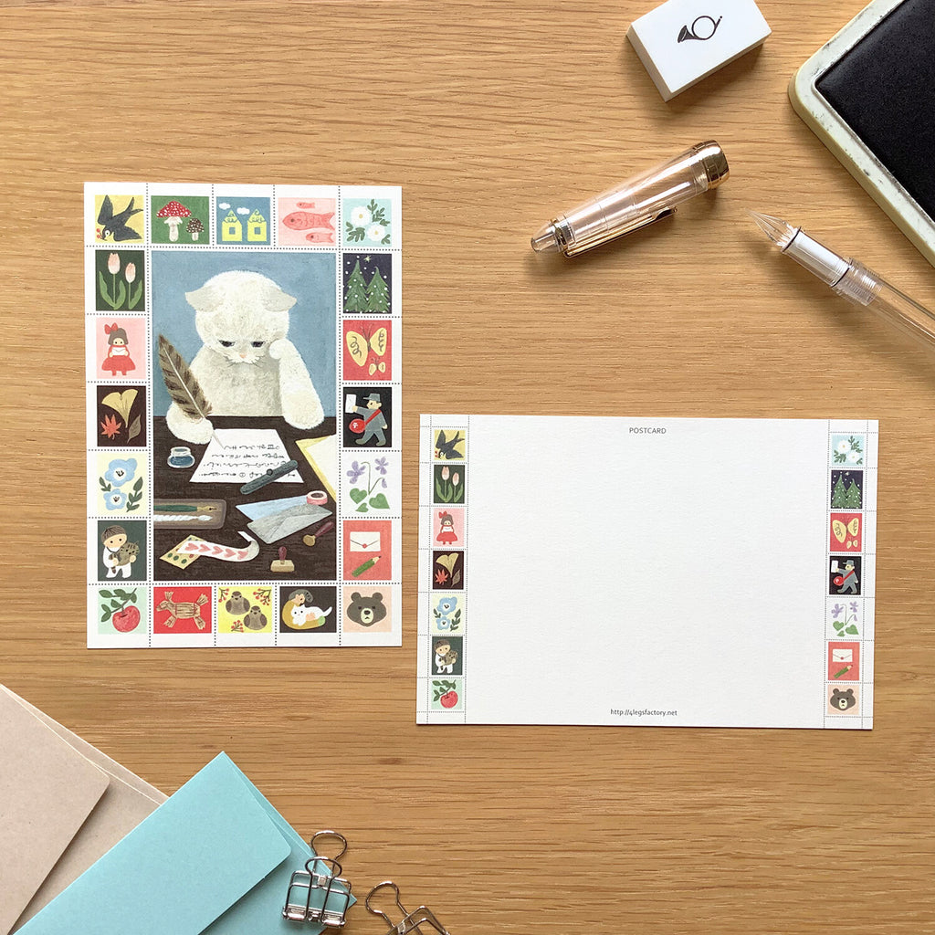 4Legs Postcard: Cat Writing A Letter