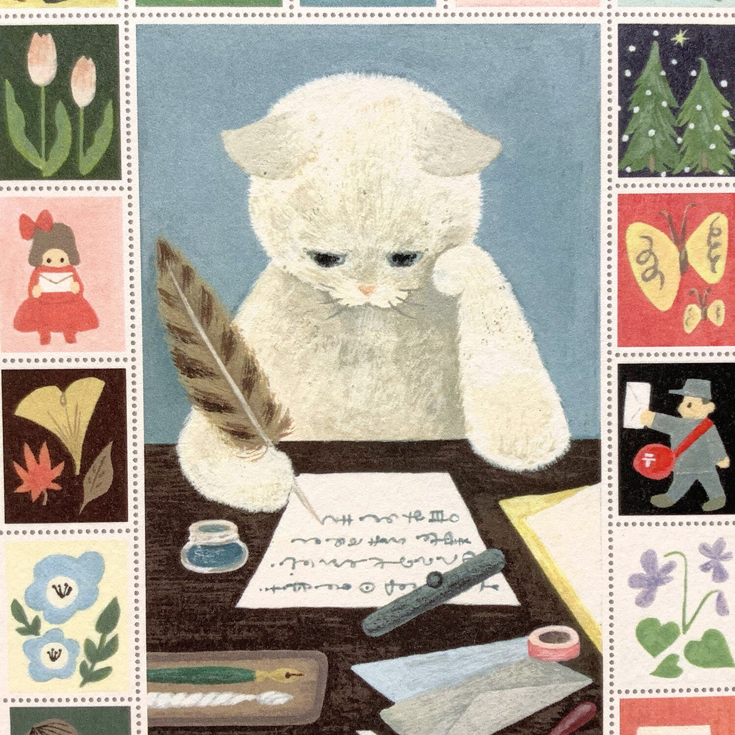 4Legs Postcard: Cat Writing A Letter
