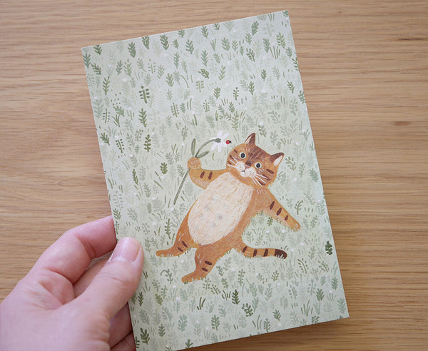 4Legs Postcard: Cat in Grass Field