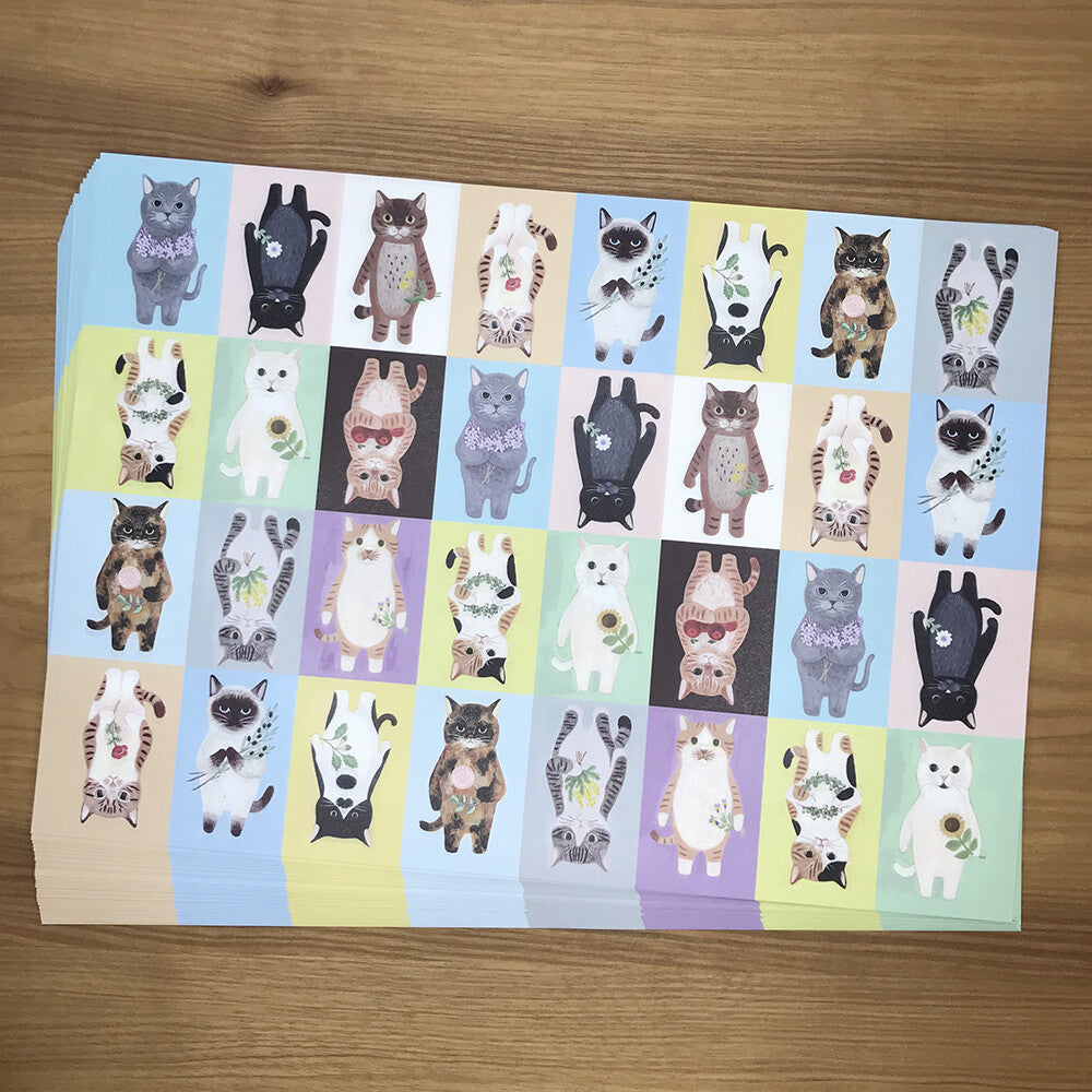 4Legs Wrapping Paper: Cats in a Picture Book (Color Block Version)