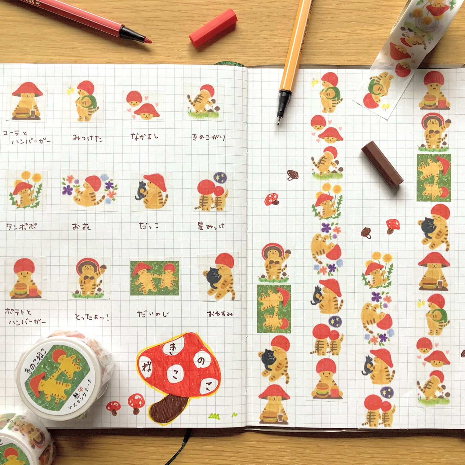 4Legs Washi Tape: Mushroom Cat 2