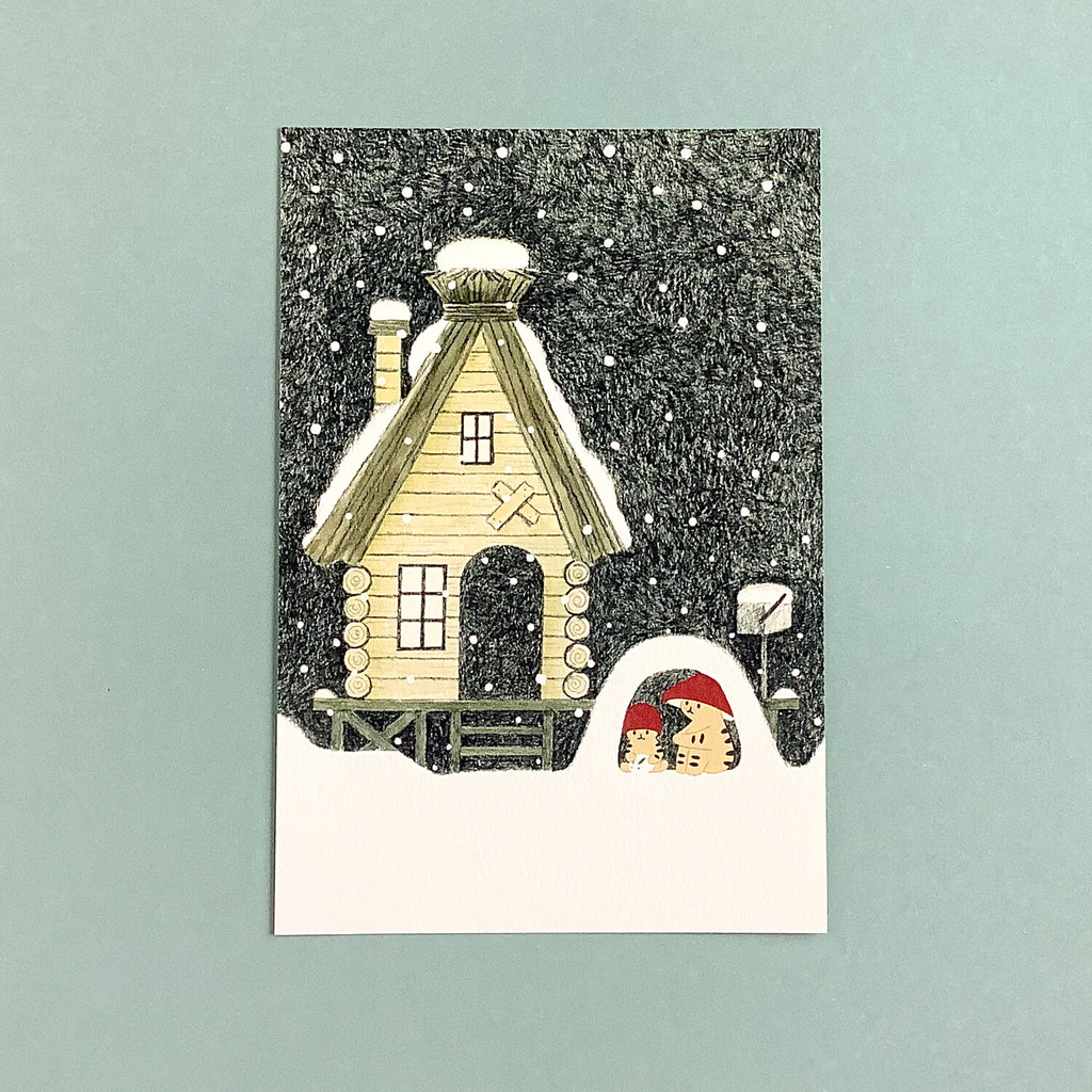 4Legs Postcard: Winter Mushroom Cat