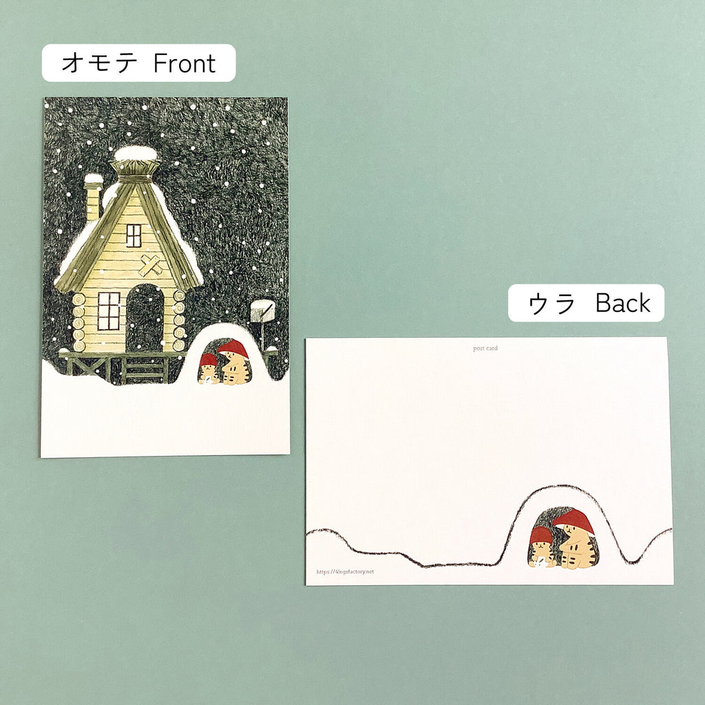 4Legs Postcard: Winter Mushroom Cat