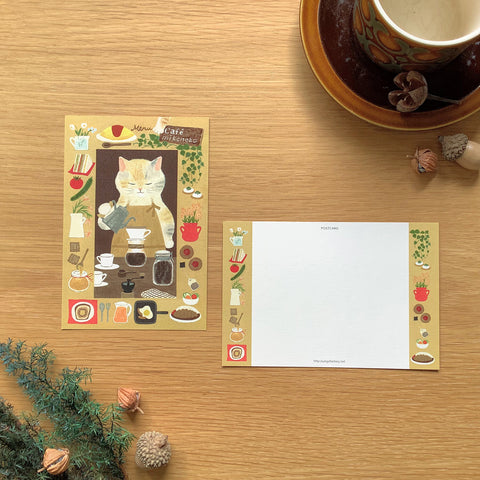 4Legs Postcard: Tortoiseshell Cat Cafe