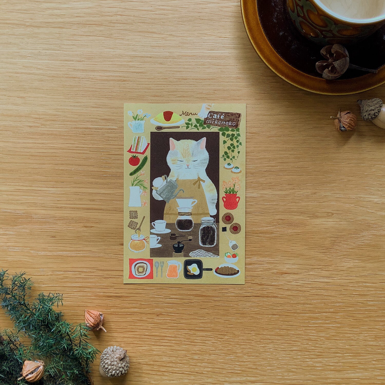 4Legs Postcard: Tortoiseshell Cat Cafe