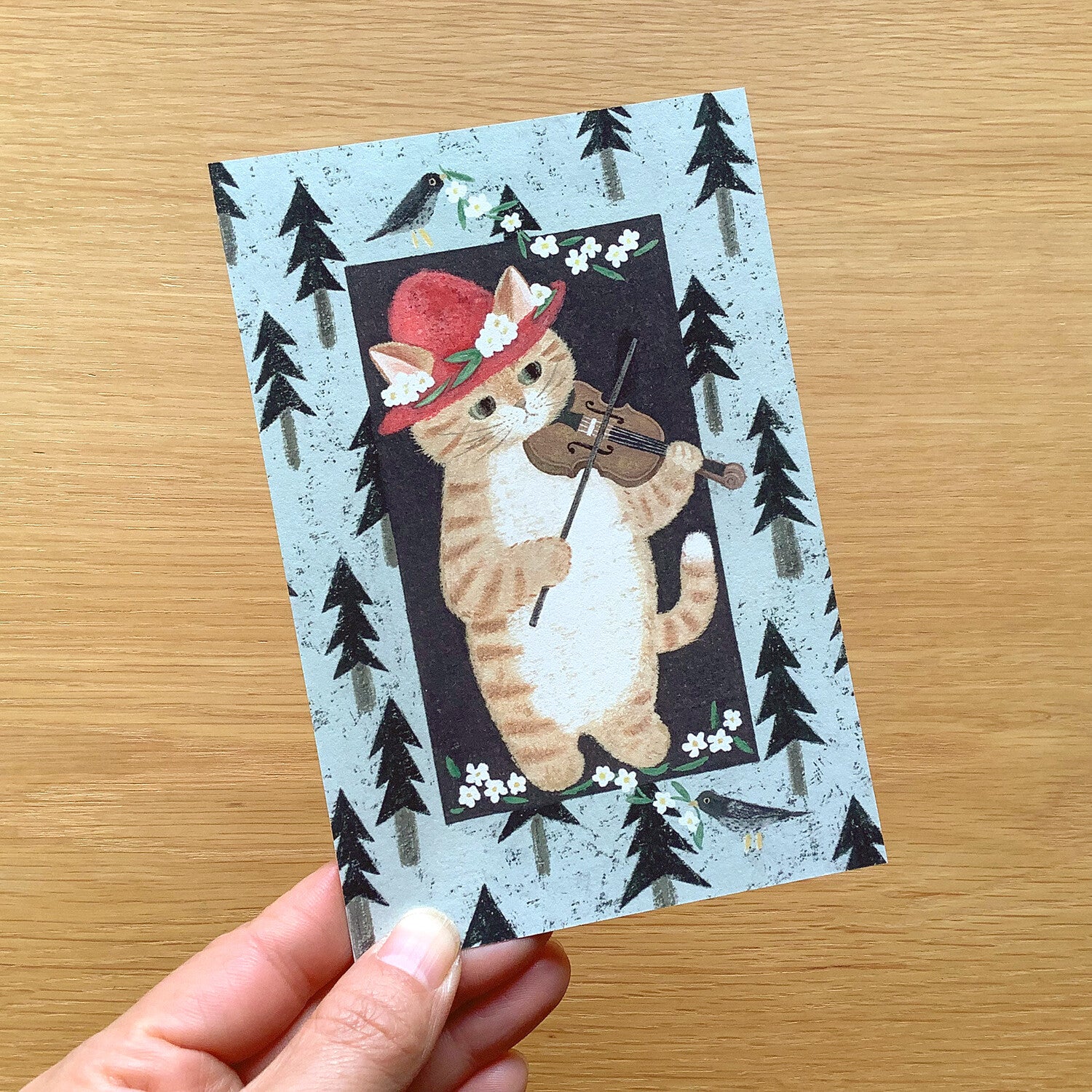4Legs Postcard: Violin Cat