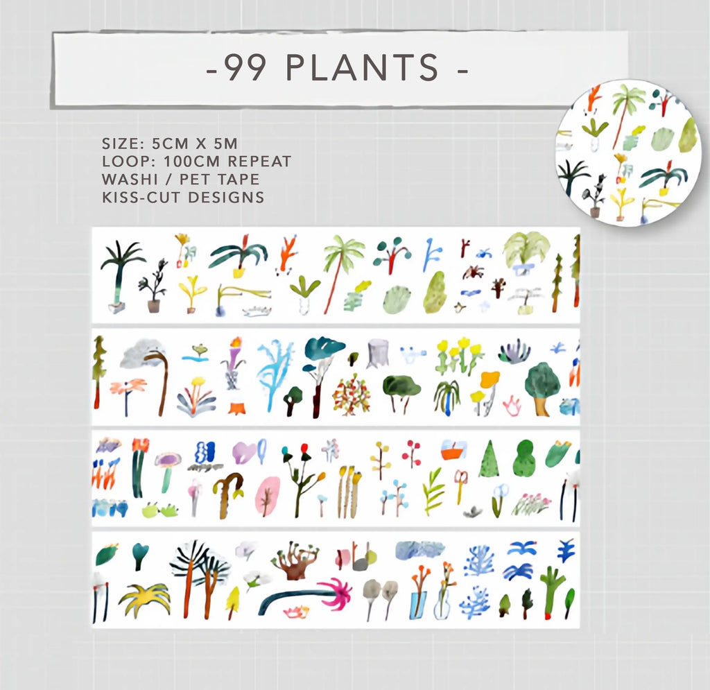 Bieguan Masking Tape: 99 Plants