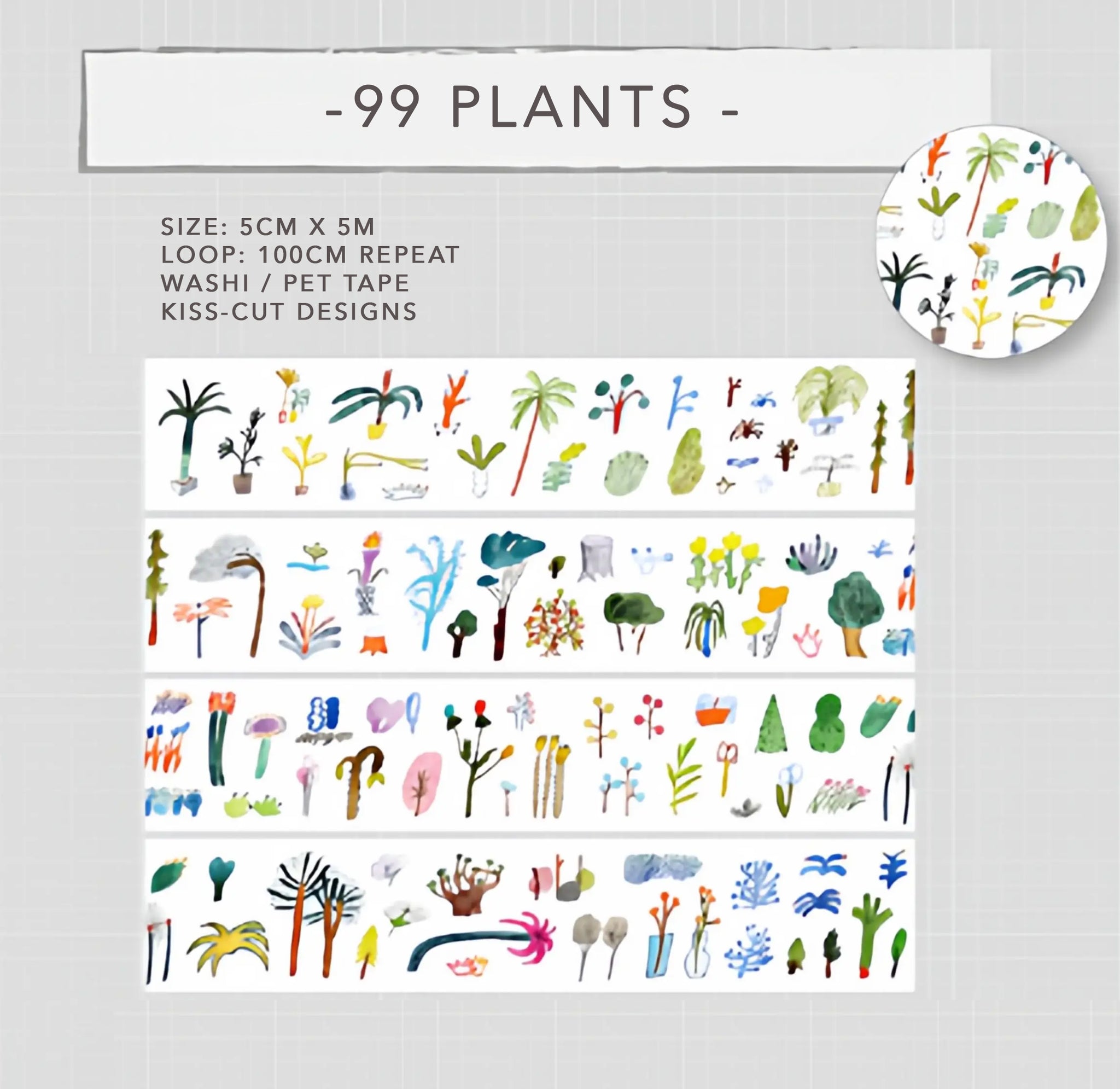 Bieguan Masking Tape: 99 Plants