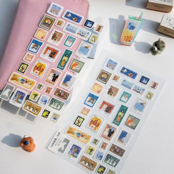 Bieguan Sticker Sheet: Animal Stamps