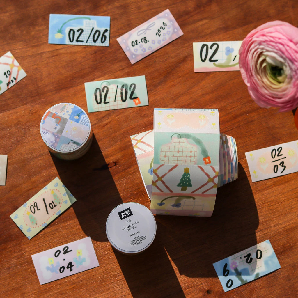 Bieguan Sticker Tape: Days of the Week and Little Flower